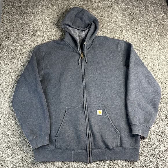 Carhartt Hoodie Mens XL Gray Full Zip Original Fit Fleece Lined Workwear Jacket - Picture 2 of 16